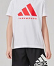 阿迪達斯（adidas）兒童短袖T恤短褲套裝  白/紅+黑短褲  152  曬單實(shí)拍圖