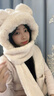 十竹帽子女冬季保暖騎車(chē)防風(fēng)帽子圍巾一體女圍巾女生圍脖連帽 米色 曬單實(shí)拍圖