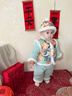 龍喜年寶寶周歲禮服男中式嬰兒抓周百天百歲宴拜年衣服唐裝棉衣套裝秋冬 淺綠色+淺綠褲子+貝勒棉帽套裝 神龍見(jiàn)首淺綠 80cm 曬單實(shí)拍圖