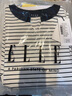 ELLE法式條紋設計感休閑T恤女2025春季新款小眾通勤別致V領(lǐng)短袖 黑白 M 曬單實(shí)拍圖