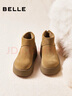 百麗（Belle）復古絨面勃肯鞋女2025冬新商場(chǎng)同款厚底加絨休閑短靴E6F1DDD5 棕色-厚絨 36 (230mm) 曬單實(shí)拍圖
