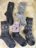 PRIMEET派米費爾島灰色襪子女秋冬中筒襪2026新款雙針堆堆襪配小皮鞋長(cháng)襪 灰色菱格中筒襪- 5雙 均碼 【推薦36-39碼】 曬單實(shí)拍圖