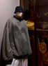 UUCSCC嘻哈潮牌圓領(lǐng)針織毛衣外套寬松復古vintage做舊高級感毛衫 灰色 M  110-130斤 曬單實(shí)拍圖