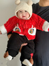 哈趣猴寶寶拜年服秋冬季兩件套周歲新春紅色棉服分體套裝嬰兒衣服過(guò)年服 中國紅 73 曬單實(shí)拍圖