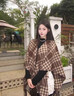 爾山集復古英倫風(fēng)格紋大披肩女秋冬高級感保暖斗篷外搭時(shí)尚流蘇圍巾披風(fēng) 披肩【咖白格紋】 曬單實(shí)拍圖