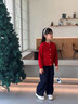 巴布豆女童紅色毛衣開(kāi)衫秋冬新款甜美百搭外穿小香風(fēng)蝴蝶結親膚針織外套 蝴蝶結開(kāi)衫毛衣 120 曬單實(shí)拍圖