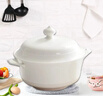 傳旗 白瓷品鍋 10英寸 帶蓋大湯碗砂鍋家用陶瓷鍋雙耳湯鍋 曬單實(shí)拍圖