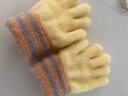 斐月伽兒童手套五指保暖加絨加厚男童女童寶寶可愛(ài)秋冬款針織全指手套 淺黃 建議0-2歲-約11*6cm 曬單實(shí)拍圖