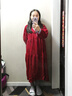 妮狄婭情侶睡衣秋季純棉長(cháng)袖寬松睡裙女紅色本命年結婚男士家居服套裝 XF21395女款睡裙 M 曬單實(shí)拍圖