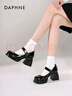 達芙妮官方瑪麗珍女鞋高跟2026春夏新款粗跟厚底鞋子法式復古單鞋小皮鞋 黑色【跟高7cm】 38 曬單實(shí)拍圖