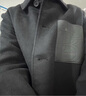 太平鳥(niǎo)男裝  保暖羊毛外套休閑皮質(zhì)口袋拼接翻領(lǐng)毛呢大衣男潮流 黑色1(寬松) M 曬單實(shí)拍圖