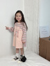 可英童裝女童連衣裙條紋2026春季款女孩假兩件長(cháng)袖女寶衛衣背帶裙可愛(ài) 曬單實(shí)拍圖
