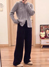 MJ STYLE燈芯絨直筒褲女2026冬季新款加絨保暖防寒寬松通勤運動(dòng)休閑褲子 曬單實(shí)拍圖