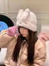 雪衣王可愛(ài)兔耳朵毛絨帽子女冬季防寒保暖針織帽毛線(xiàn)帽冬天護耳包頭冷帽 白色兔子毛絨帽 均碼 M（56-58cm） 曬單實(shí)拍圖