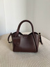 viney牛皮斜挎包包女包品牌水桶包高檔生日情人節禮物送女朋友老婆 【咖啡色】新年送女生實(shí)用單肩包 輕奢時(shí)尚百搭休閑手提菜籃子包 曬單實(shí)拍圖