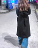MOSIIMORII【曉霧禮贊】新款羊毛雙面呢大衣騏驥紅中長(cháng)款羊絨小個(gè)子女士外套 黑色 XS  155cm-160cm 曬單實(shí)拍圖
