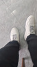 千百度【頭層牛皮】大碼男鞋小白鞋軟皮百搭高幫運動(dòng)休閑鞋板鞋 白色 39 曬單實(shí)拍圖