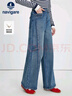 納維凱爾意大利小帆船女士闊腿牛仔褲拼接單寧長(cháng)褲2332574511 藍 M  曬單實(shí)拍圖