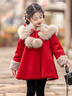 女童毛呢洋氣外套冬季2025新款女孩本命年中長(cháng)款兒童裝紅色拜年服 紅色呢大衣【加絨加厚款】 150 曬單實(shí)拍圖