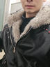至唯美式黑色連帽座山雕皮衣外套棉服男冬季加絨加厚痞帥毛領(lǐng)棉衣夾克 黑色 XL 【推薦125-145斤】 曬單實(shí)拍圖