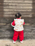 班喜迪女童漢服套裝冬裝寶寶周歲禮服兒童嬰兒秋冬季新中式唐裝拜年衣服 紅色 80 曬單實(shí)拍圖