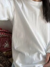 浪莎白色長(cháng)袖T恤女春季寬松圓領(lǐng)內搭純色中長(cháng)款疊穿遮屁股上衣打底衫 曬單實(shí)拍圖