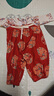 龍喜年周歲女寶寶衣服嬰兒純棉紅滿(mǎn)月百天宴唐裝國風(fēng)拜年連體抓周禮服冬 宮墻紅 上團鳳下團龍 73cm 曬單實(shí)拍圖