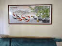 九魚(yú)圖客廳沙發(fā)背景墻裝飾畫(huà)中式餐廳墻掛畫(huà)富貴牡丹花鯉魚(yú)圖聚財 2-九魚(yú)報平安 帶框尺寸橫80*高40cm咖啡色框 曬單實(shí)拍圖