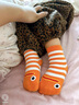 花園鰻魚(yú)襪寶寶嬰兒防滑地板襪搞怪小丑魚(yú)條紋襪子一家三口親子襪 橙色花園鰻【成人款2雙+寶寶款1雙】一家三口 均碼 曬單實(shí)拍圖