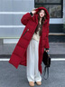 妍莉芬（yanlifen）紅色長(cháng)款棉衣羽絨棉服外套女冬季2025新款今年韓版流行本命年棉襖 紅色 S (95斤-110斤) 曬單實(shí)拍圖