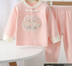贊翠無(wú)骨寶寶衣服純棉女童春秋裝套裝分體A類(lèi)嬰兒內衣外穿洋氣打底衫 JCN015中國結粉色（無(wú)骨衣） 90cm 建議1-2歲 曬單實(shí)拍圖