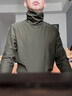 布先生長(cháng)絨棉雙翻領(lǐng)長(cháng)袖t恤高領(lǐng)打底內搭百搭秋裝男士上衣KT15760 橄欖綠 M (170) 曬單實(shí)拍圖
