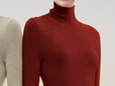 蕉內（Bananain）熱皮701+女士毛衣羊毛收腰顯瘦保暖高領(lǐng)堆堆領(lǐng)打底衫女裝針織衫 開(kāi)運紅 M 曬單實(shí)拍圖
