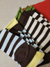 貓人2025秋季新品女士襪子女條紋100%純棉中筒襪雙羅口4雙裝 曬單實(shí)拍圖