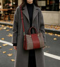 ANYSMIC奢侈品包包女包大牌手提包2026新款大氣時(shí)尚百搭媽媽包生日禮物 紅色(中間配紅色兩邊格子) 曬單實(shí)拍圖