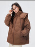 艾萊依商場(chǎng)同款女士羽絨服短款寬松連帽鴨絨防風(fēng)保暖冬外套 棕櫚褐L 曬單實(shí)拍圖