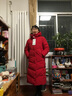 波司登25年冬季羽絨服90絨女士寬松超長(cháng)款加厚連帽新年紅外套 曬單實(shí)拍圖