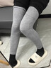 貓人（MiiOW）護膝蓋女關(guān)節保暖秋冬季防滑加長(cháng)大腿過(guò)膝襪打底護腿護膝長(cháng)筒襪套 -奶白+黑色【加長(cháng)款70CM 羊毛保暖】  2雙 曬單實(shí)拍圖