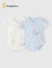 童泰（TONGTAI）嬰兒短袖包屁衣夏季純棉寶寶連體衣新生兒爬服哈衣提花藍色73cm 曬單實(shí)拍圖