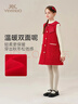 英氏（YEEHOO）女童連衣裙兒童裙子中大童裝新年小香風(fēng)紅品拜年服春裝 紅色 160 曬單實(shí)拍圖