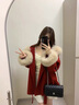 妤遇（YUUZYUUS）品牌女裝毛呢外套女2026冬季新款雙面斗篷小個(gè)子高端高級感大衣 貴族紅 M 曬單實(shí)拍圖