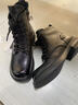 SUSTYLE奢侈高端品牌高檔真皮馬丁靴女2025新款秋冬季棉靴英倫風(fēng)短靴子 黑色加絨 37 曬單實(shí)拍圖
