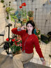 皓梵潔新年紅色毛衣外套女生針織衫開(kāi)衫本命年馬年秋冬季假兩件上衣女裝 韓系復古紅色格紋麻花開(kāi)衫 均碼 【建議120斤內】 曬單實(shí)拍圖
