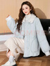 唐獅（TonLion）2025女翻領(lǐng)拼接保暖小個(gè)子棉衣 海灣藍 S 曬單實(shí)拍圖