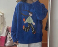 UR秋季新款女裝休閑童趣撞色提花圓領(lǐng)針織衫UYL950158+ 藍色 M 曬單實(shí)拍圖
