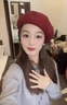鑫諾翔毛呢帽子女士貝雷帽秋冬百搭畫(huà)家帽蓓蕾帽毛呢禮帽冬天時(shí)尚南瓜帽 皮粉 均碼 曬單實(shí)拍圖