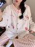 繆黛 MAULTIAYkitty貓半邊絨睡衣女秋冬季新款加絨加厚高級感條紋家居服可外穿 撞色kitty貓 《少量現貨》 M 曬單實(shí)拍圖