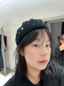 法式輕奢羊毛貝雷帽子女名媛風(fēng)畫(huà)家帽秋冬英倫蓓蕾帽羊毛呢禮帽潮 黑色 可調節（54-58cm） 曬單實(shí)拍圖