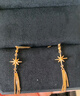 中國黃金（CHINA GOLD）黃金耳釘女士足金拉絲八芒星流蘇耳環(huán)新年情人節禮物送女友老婆 拉絲八芒星流蘇耳環(huán)*金重約2.8g 曬單實(shí)拍圖