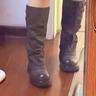 卓詩(shī)尼黑色靴子長(cháng)筒靴冬季女2026新款加絨高筒女款長(cháng)靴復古褲管靴 深灰色 40 曬單實(shí)拍圖